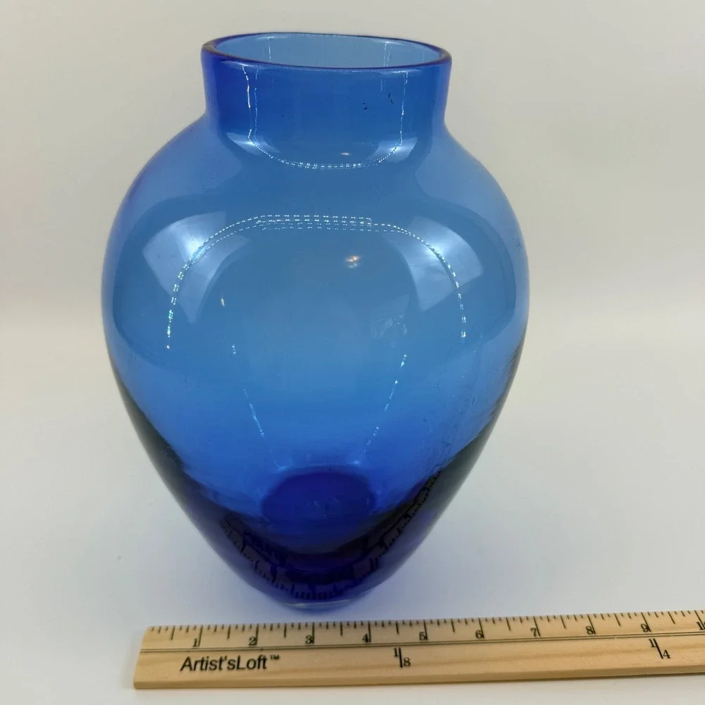 Blenko 8821M Azure‎ Blue Vase Hank Adams 10